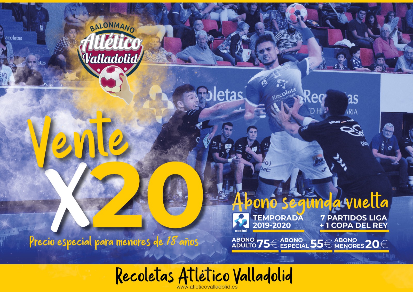 #VenteX20. El Recoletas Atlético Valladolid emplaza a los más jóvenes para la segunda vuelta de la Liga ASOBAL